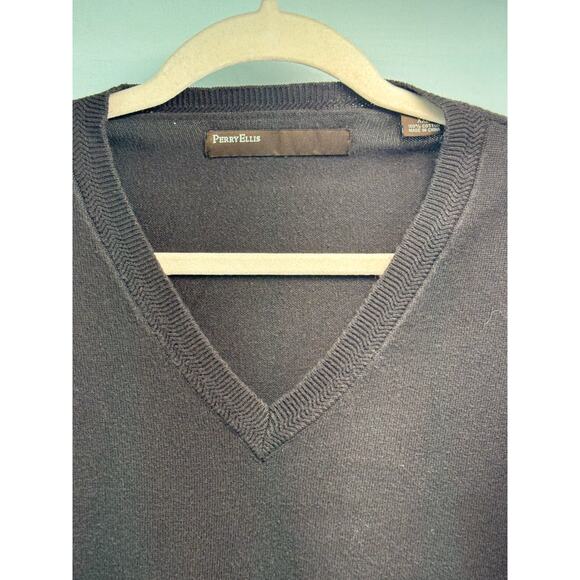 Perry Ellis men’s brown Y2K V-neck XXL 100% cotton sweater - Picture 4 of 9